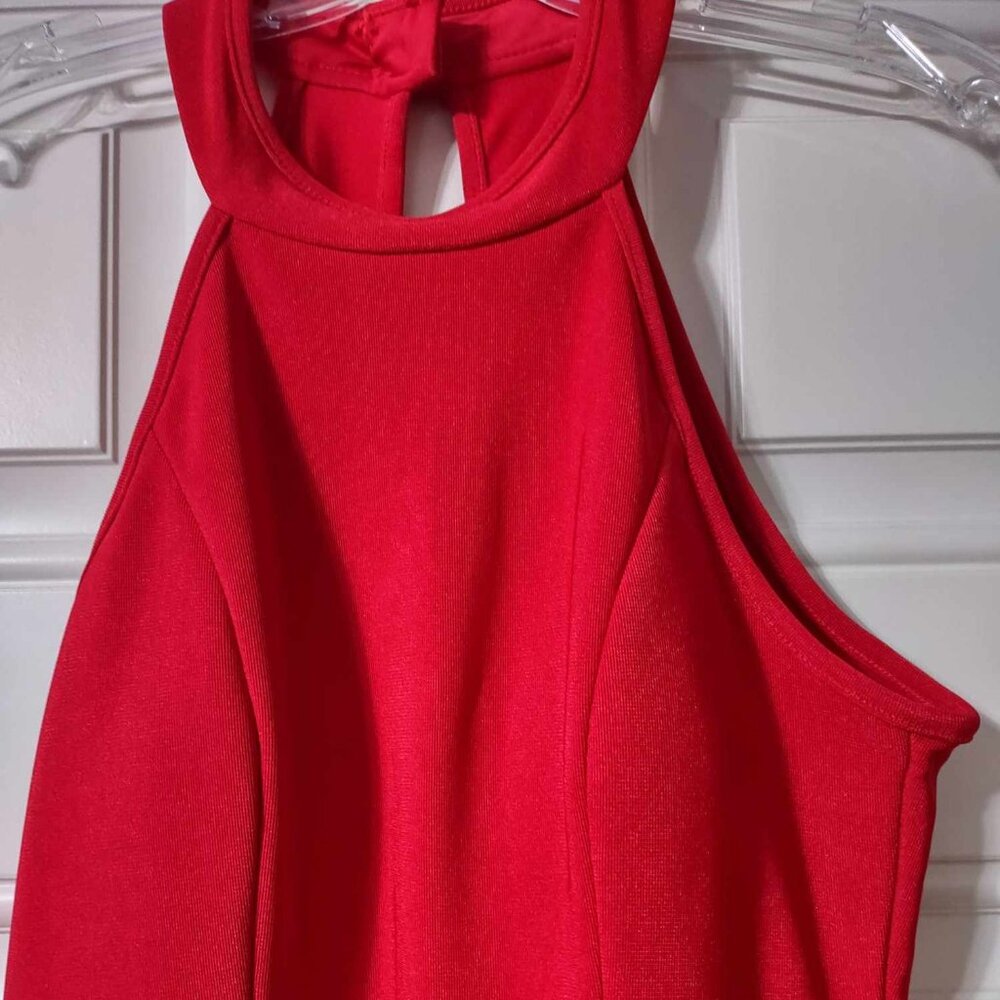High Neck Choker Red Dress With Circle Skirt. Size 3/4. Never Worn